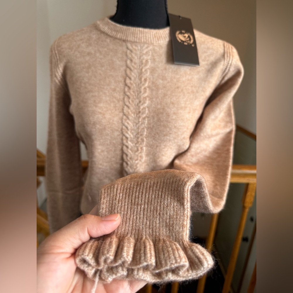 S. Christina Collection Light Brown Cowl Neck Sweater